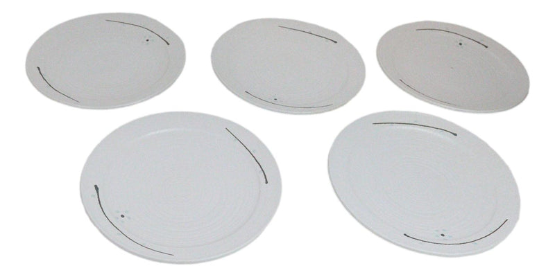 Pack Of 5 Ceramic Yukino Hana Snow Collection Large Round Dinner Plates 10" D