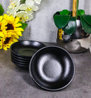 Pack Of 6 Black Silk Melamine Round Curved Appetizer Sides Banchan Plates 4.75"D