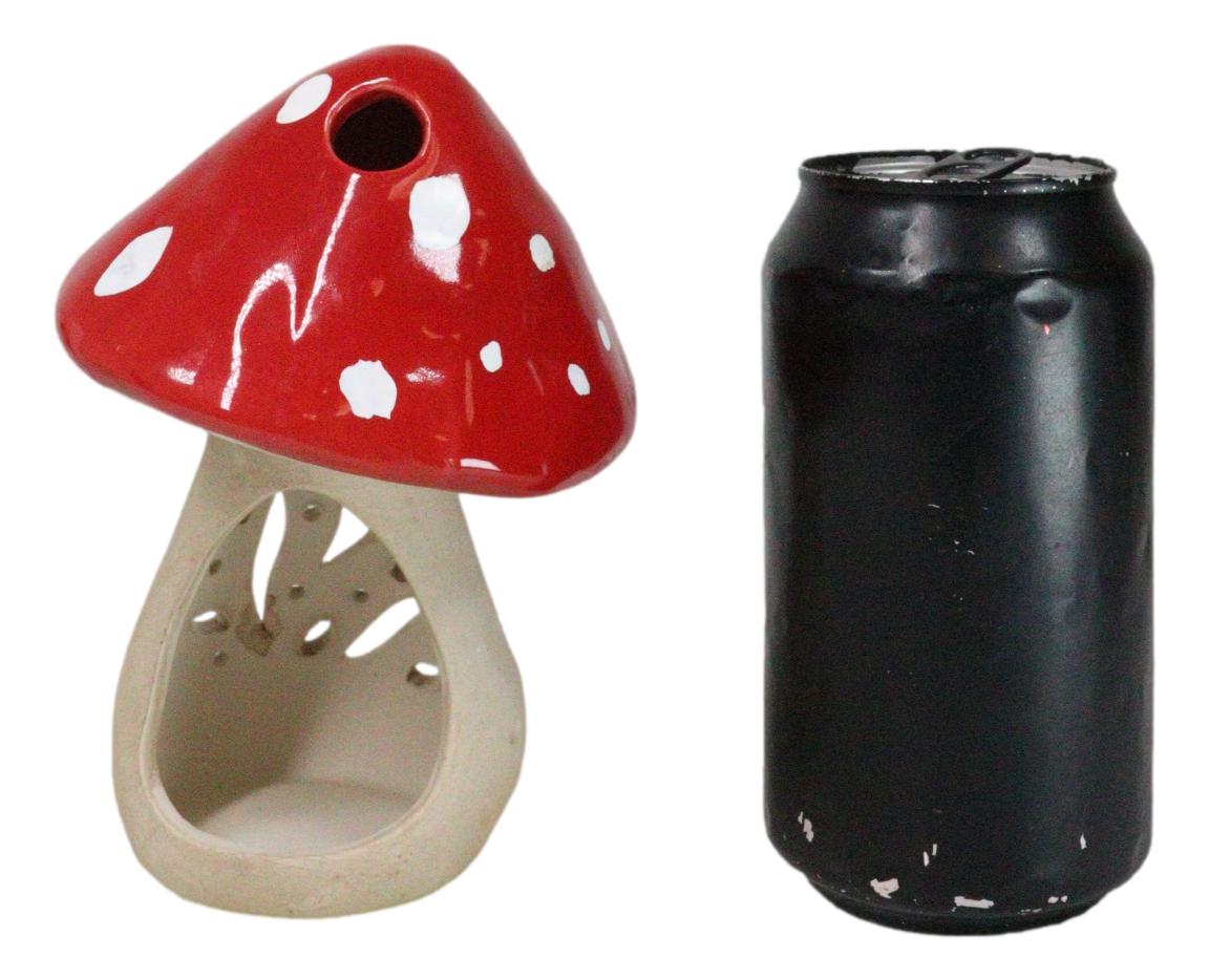 Set Of 2 Whimsical Cottage Magic Toadstool Mushroom Ceramic Votive Candle Holder