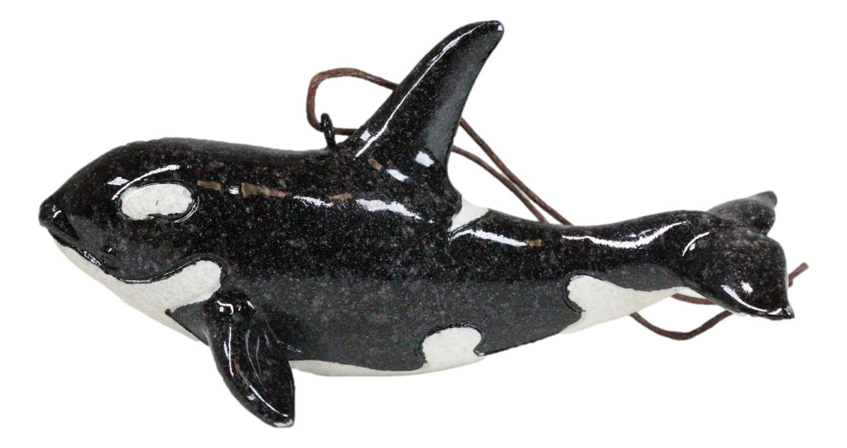 Set Of 6 Nautical Black Orca Whales Ocean Marine Wall Decor Tree Ornaments