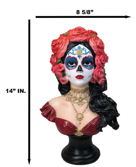 Day of The Dead Sugar Skull Lady Dancer Vivas Calacas Senorita Bust Figurine