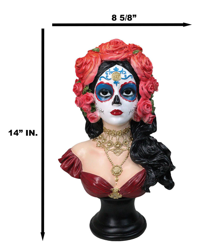 Day of The Dead Sugar Skull Lady Dancer Vivas Calacas Senorita Bust Figurine