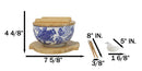 White Blue Koi Fish 28Oz Donburi Ramen Bowl With Lid Trivet Spoon Chopsticks Set