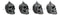 Set of 4 Day Of The Dead Faux Gunmetal Silver Tribal Tattoo Skull Tree Ornaments