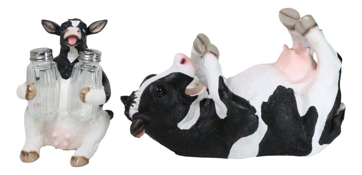 Bovine Brew And Moo Spice Wine Bottle And Salt Pepper Holder Set Decorative