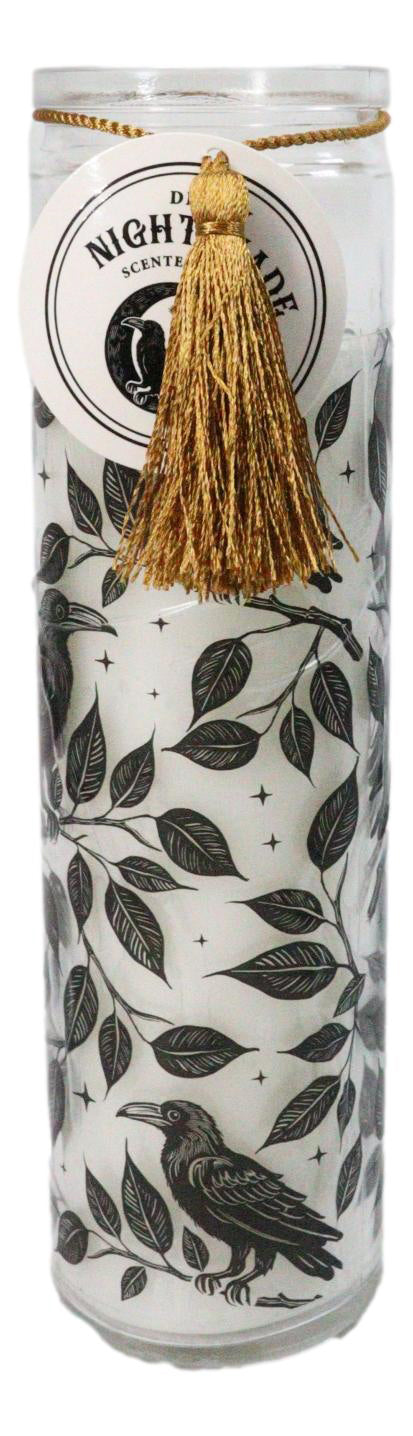 Ebros Mystic Raven Deadly Nightshade Glass Tube Candle Gothic Decor 8.25"