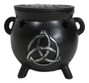 Wicca Sacred Triquetra Symbol Stars Cutout Witch Cauldron Incense Cone Burner