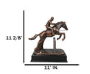 Equestrian Racing Galloping Horse with Jockey Bronze Electroplated Figurine