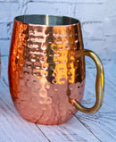 Pack Of 6 Moscow Mule Copper Stainless Steel Hammered Barrel Cup Mug Gold Handle