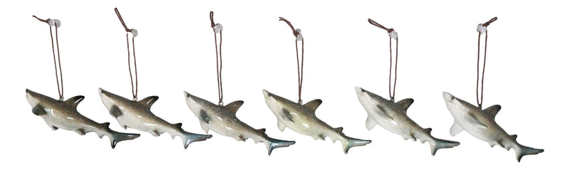 Set Of 6 Great White Sharks Ocean Marine Wall Hanging Decor Tree Ornaments