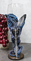 Fantasy Netherworld Blue Dragon Storm Blade Sword Glass Wine Goblet Chalice