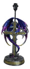 Purple Iridescent Dragon With Silver Celtic Knot High Cross Crystal Table Lamp