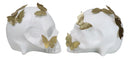 Metamorphosis Golden Butterflies On White Skull Halves Figurine Bookends Set