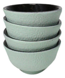 Mint Green Textured Japanese Tetsubin Style Cast Iron Mini Tea Cups Set of 4