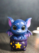 Blue Eve Drake Potion Pals Small Baby Dragon Imp Sitting in Cauldron Figurine