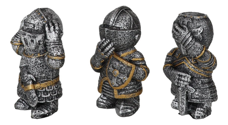 Three Wise Medieval Crusader Knights See Hear Speak No Evil Suit Of Armor Set