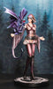 Fantasy Dragon Trainer Warrior Fairy Princess With Young Dragonling Figurine