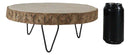 Unfinished Natural Wood Bark Round Slice With Metal Legs Pedestal Stand 11"D