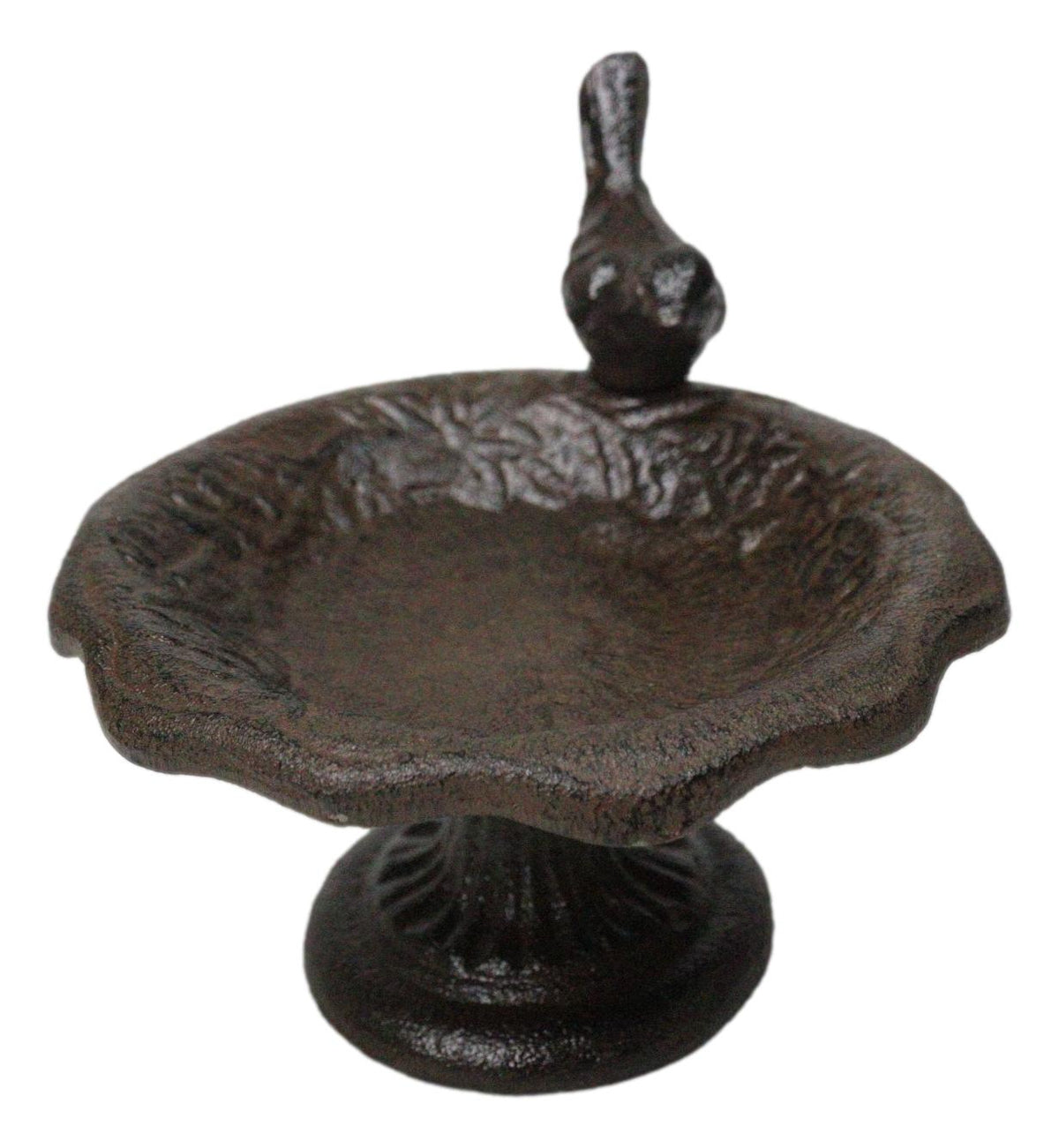 Cast Iron Rustic Whimsical Bird On Fountain Bird Feeder Bath Small Sculpture - Ebros Gift