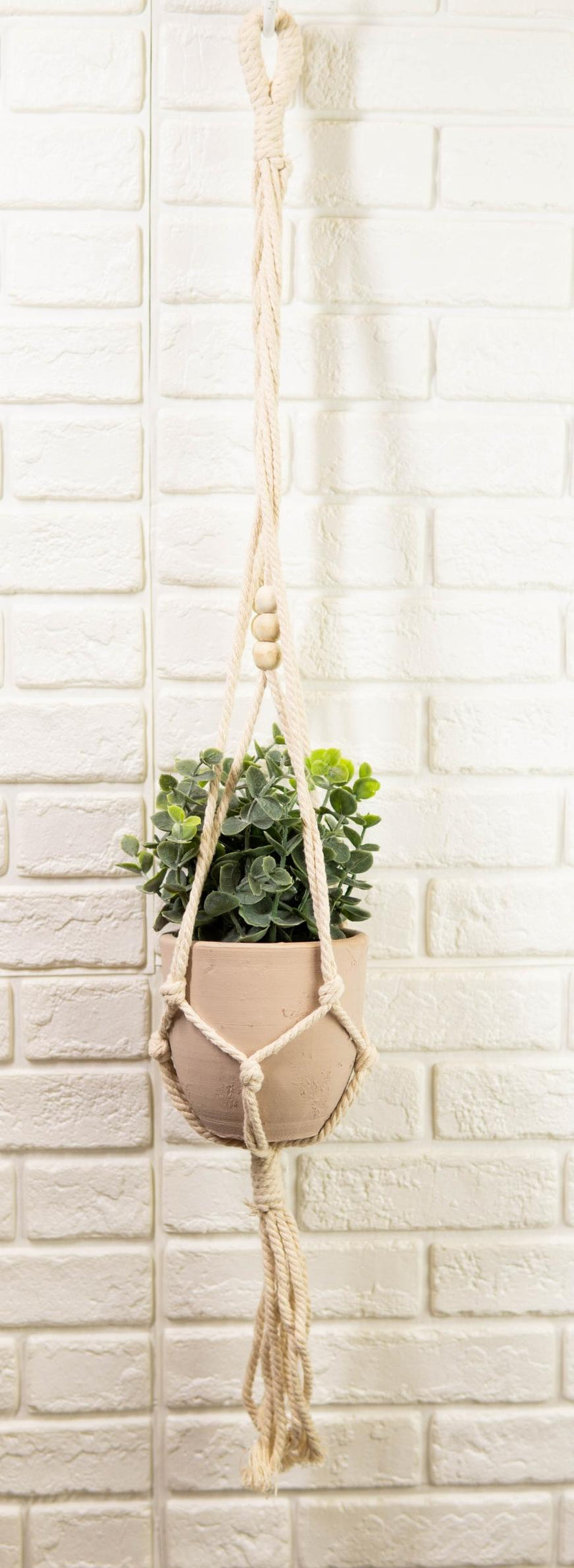 Set of 4 Decorative Cotton Frill Macrame Hanger Planter Clay Pots Wall Decor