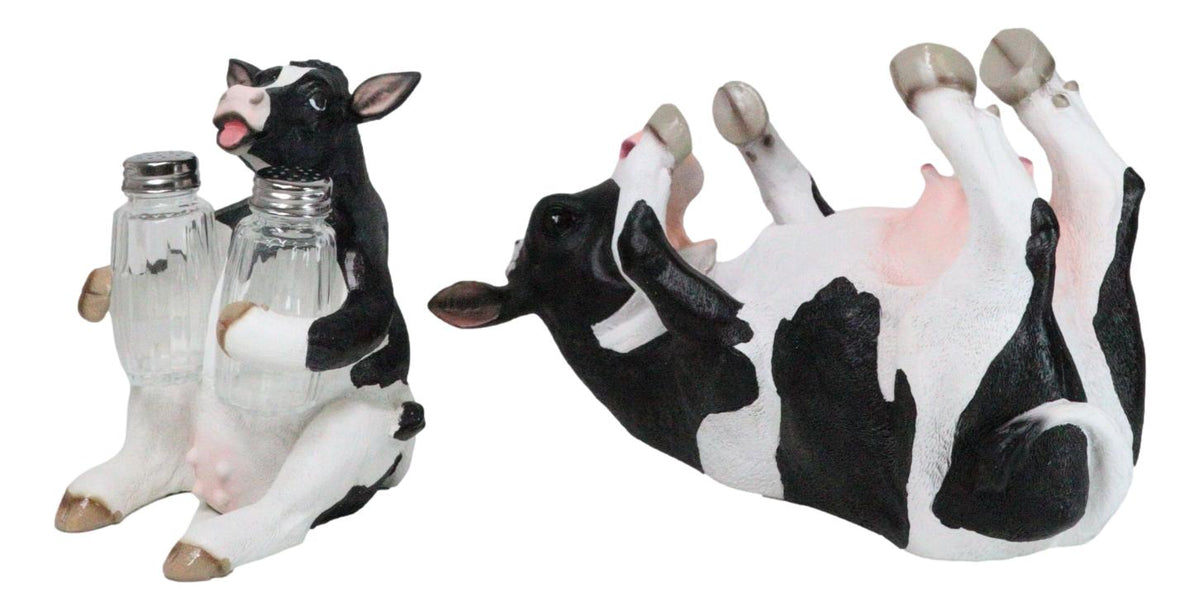 Bovine Brew And Moo Spice Wine Bottle And Salt Pepper Holder Set Decorative