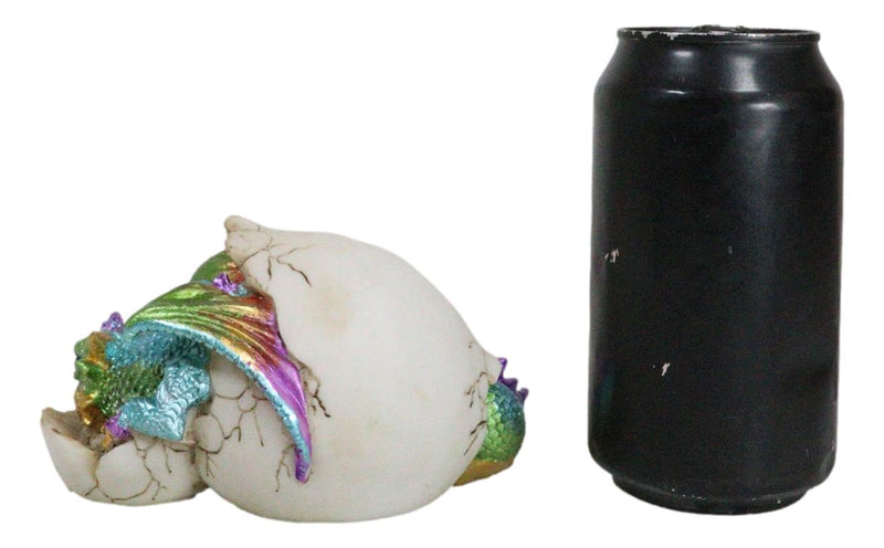 Oceanic Turquoise Green Iridescent Baby Dragon In Egg Shell With Gem Figurine