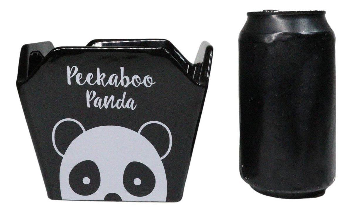 Black Peekaboo Panda Takeout To Go Box Serving Bowl With Chopsticks Set