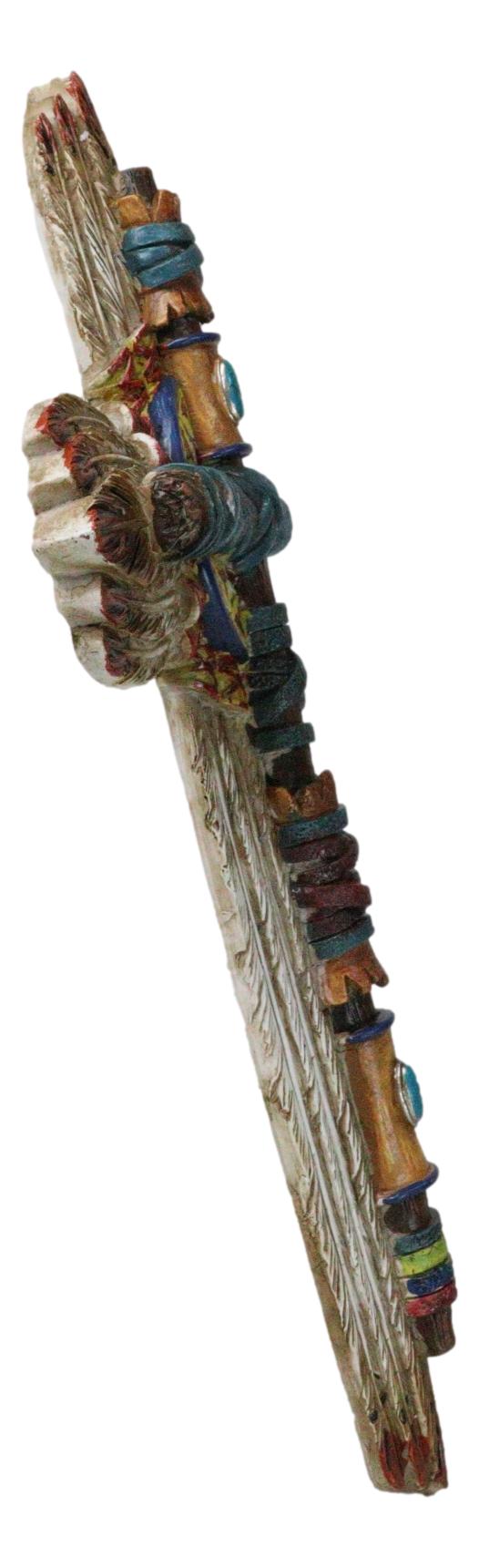 Southwestern Tribal Indian Feathers Turquoise Rocks Navajo Symbols Wall Cross