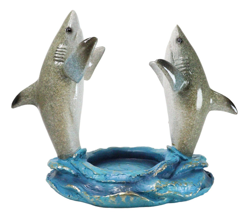 Ocean Marine Byron Bay Twin Great White Sharks Rising Above Water Wine Holder