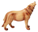 Wildlife Howling Wolf Figurine – Faux Wood Finish Wolf Sculpture with Carved Look