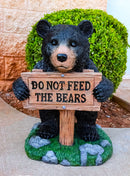 Large Whimsical Black Bear Figurine With “Do Not Feed the Bears” Sign 20"Tall