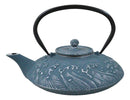 Royal Blue Ocean Sea Waves Cast Iron Tetsubin Teapot With Enamel Liner
