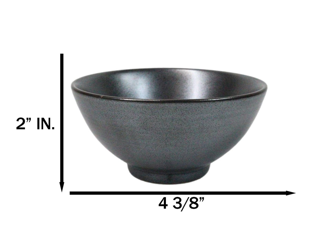 Pack Of 6 Black Tetsu Kesho Collection Small Rice Soup Appetizer Bowls 10oz