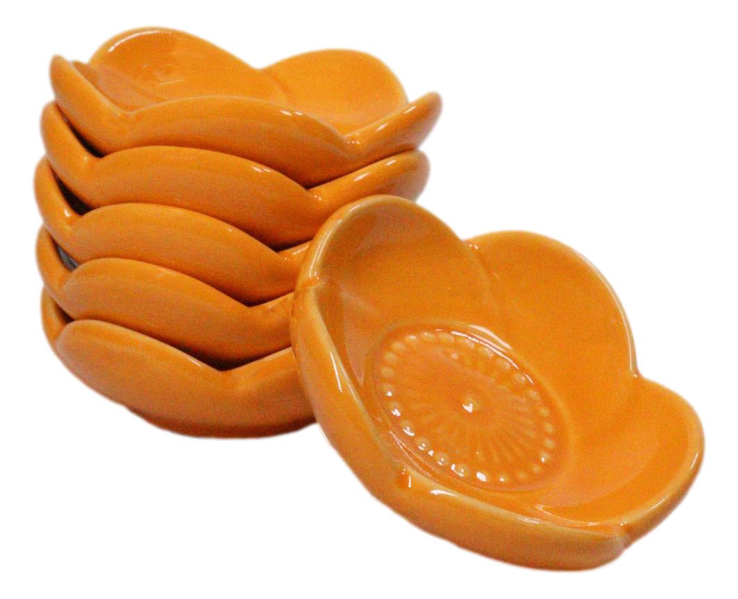 Ebros Set of 6 Orange Sakura Cherry Blossom Porcelain Sauce Dishes 3 Inch