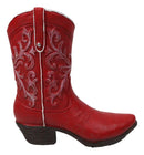 Rustic Western Floral Red Faux Leather Cowgirl Boot Vase Planter Figurine