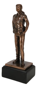 Law Enforcer Police Woman Officer Cop In Uniform Bronzed Resin Statue With Base