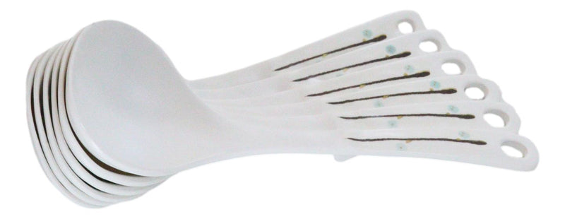 Pack of 6 Melamine Yukino Hana Soup Gravy Stew Ladle Soup Spoons With Notch 8"L