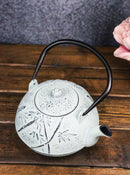 Mint Green Bamboo Forest Design Large Cast Iron Tetsubin Teapot 40oz Tea Pot