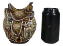 Rustic Western Brown Cowboy Horse Saddle Floral Wicker Design Coin Piggy Bank