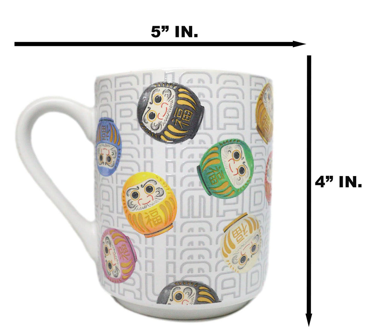 Set Of 2 Daruma Talisman Of Luck And Perseverance Textured Ceramic Mug Cups 11oz