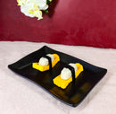 Pack Of 6 Black Silk Melamine Rectangular Wavy Sushi Dinner Buffet Plates 8.25”L