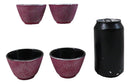 Pack Of 4 Magenta With Silver Hues Cast Iron Tetsubin Textured Tea Cups 3oz