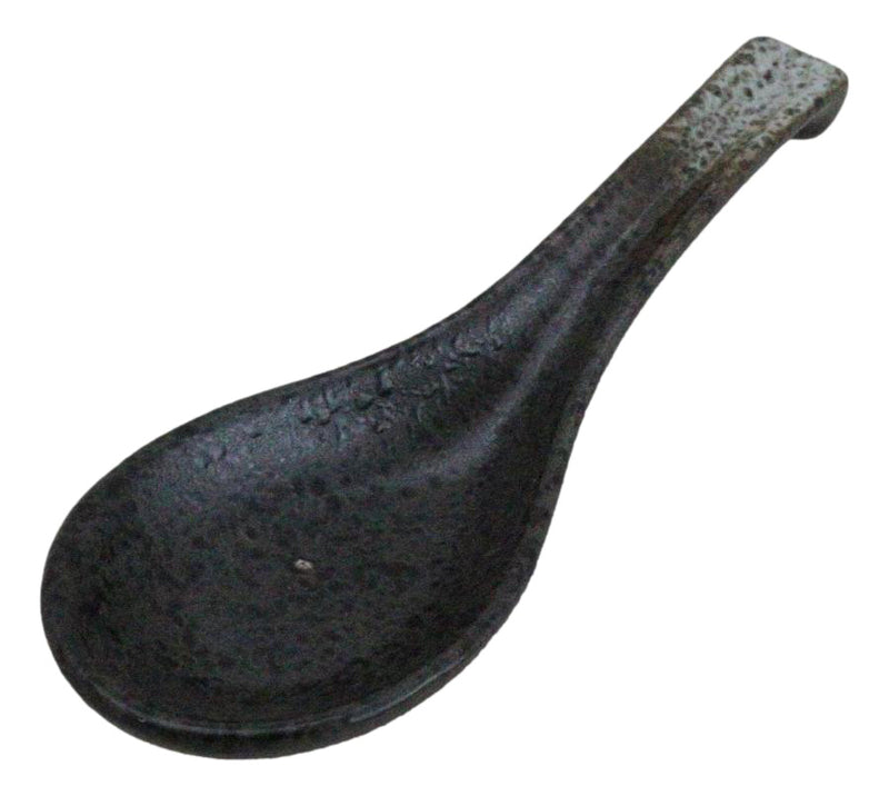 Pack of 6 Charcoal Grey Tone Hakumu Ceramic Asian Soup Spoons With Hook 5.75"L