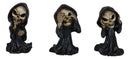 Set Of 3 See No Evil Speak No Evil Hear No Evil Grim Reaper Chibi Mini Figurines