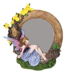 Beautiful Crowned Fairy Daydreaming in The Forest Table Desktop Mirror Figurine