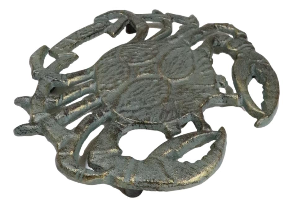 Nautical Marine Verdigris Sea King Crab Rustic Cast Iron Wall Or Table Trivet