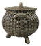 Wiccan Triple Moon Cauldron Pot In Wicker Finish Decorative Trinket Crystals Box