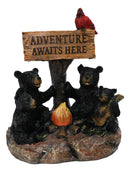 Cabin Companion Black Bear Family Camping Adventure Waits Here Sign Figurine