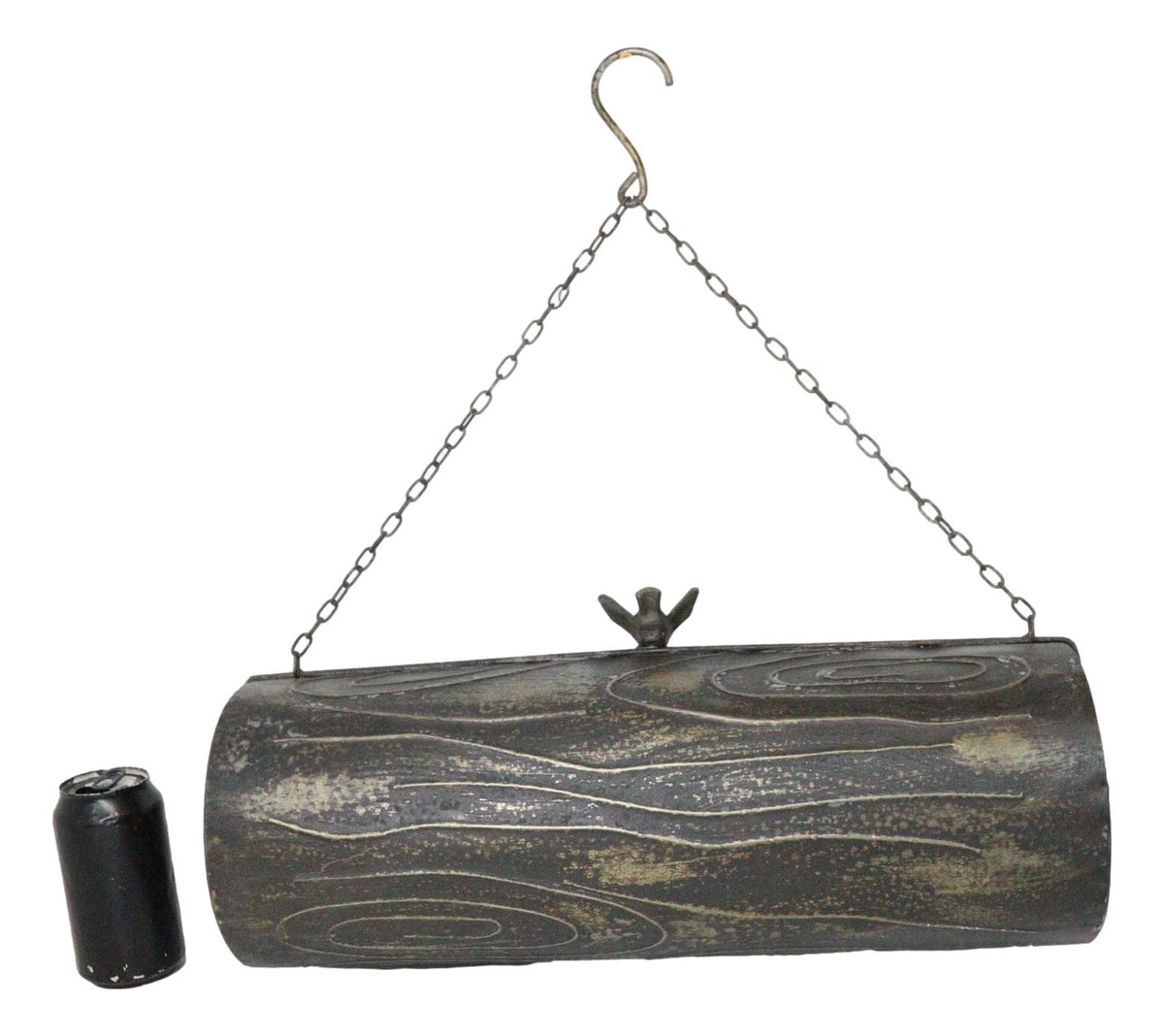 Rustic Farmhouse Distressed Metal Tree Log Hanging Wall Planter 19"L With Chain