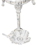 Cast Iron Antiqued White Spigot Faucet Bird On Flower Wall Bird Feeder Bath 16"H